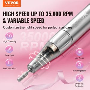 เครื่องเจาะเล็บไฟฟ้าไร้สายแบบพกพาชาร์จไฟได้35,000รอบต่อนาทีเครื่องมือบดเจลอะคริลิกหน้าจอ LCD 6บิต50ชิ้นขัด - Product Image 2