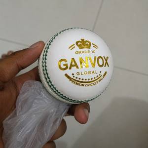 GANVOX <b>Cricket</b> Ball White Gold Logo Match Grade Durable Polyurethane Sports <b>Equipment</b> - Product Image 4
