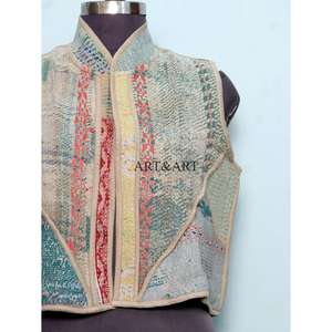 Nouvelle veste sans manches en coton Kantha indien fait main, best-seller, multicolore, patchwork, décontractée, respirante - Product Image 2