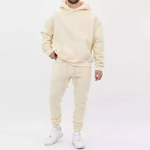 Ensemble de survêtement en coton épais avec cordon de serrage, broderie et impression DTG personnalisée, coupe classique, 2 pièces, uni, pour l'hiver - Product Image 3