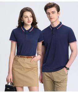 Polo de Mujer, Color Sólido, Manga Corta, Casual, Transpirable, 100% Algodón Tejido, Corte Regular, Azul con Ribete Rojo y Blanco - Product Image 4