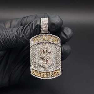 Colgante de Perro con Símbolo de Dólar, Plata, Texto Personalizado, Collar, Amuleto, Joyería Hecha a Mano, Regalo para Hombres, Mujeres, Unisex, Hip Hop - Product Image 1