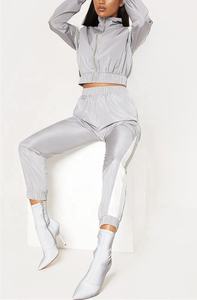 Ensemble de survêtement de maternité 2 pièces léger et respirant pour femme, coupe-vent grande taille avec haut court zippé - Product Image 5