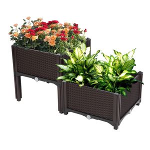 2 Pezzi di Contenitori per Piante da Giardino Componibili - Marrone - Product Image 2