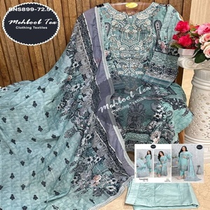 Colección Premium de Salwar-Suit y Dupatta de Algodón para Uso Casual con Estampado y Bordado, Semi-Confeccionado, Proveedor Indio - Product Image 1