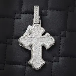 Pendentif Croix en Moissanite VVS Couleur D de Haute Qualité, Argent 925, Bijoux Hip Hop Glacés, Collier Breloque Religieuse Certifié GRA, Unisexe - Product Image 4