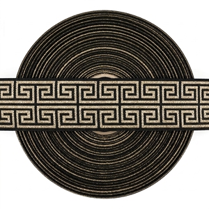 Supplier 50mm Gold Black Jacquard Decorative <b>Ribbon</b> Pattern Woven Trim for Curtain Upholstery Bags Apparel Craft Wholesale - Product Image 1