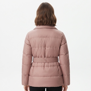 High Quality Women's Quilted Puffer Coat <b>Belted</b> Winter Jacket Lightweight Warm Casual Insulated Outerwear - Product Image 2