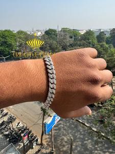 Bracelet chaîne à maillons créatif en moissanite VVS sertie de diamants pour homme, bijoux hip-hop, 10 mm, or, argent 925, bijoux de fête - Product Image 3