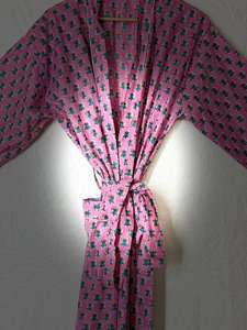 Robe kimono pour femmes, peignoir en coton, robe de chambre bohème en coton pour femmes, léger, 100% coton biologique, imprimé à la main, style japonais - Product Image 3