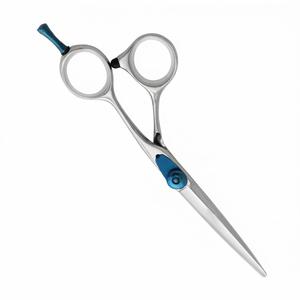 Ciseaux de coiffure professionnels de qualité supérieure en acier inoxydable, cisailles de salon de barbier avec vis réglable bleue - Product Image 4