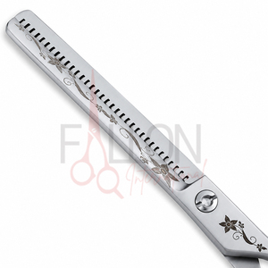 Ciseaux professionnels pour la retouche des cheveux, design floral, en acier inoxydable, ciseaux texturisants - Product Image 4