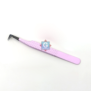 Pince à épiler antistatique en acier inoxydable à long manche, revêtement poudré couleur taupe rose, avec poignée en fibre - Product Image 2
