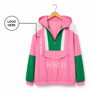 HMR Sisterhood Sorority Women's Pink Green Color <b>Block</b> Hooded Cardigan Full Sleeve Casual Zipper Front Pocket - Product Image 5