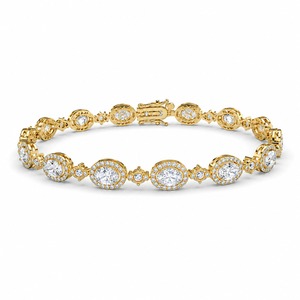 Pulsera de tenis ovalada con diamantes, oro amarillo de 18K, cadena de eslabones pavé, diamantes cultivados en laboratorio, pulsera de lujo a la moda, personalizada - Product Image 5
