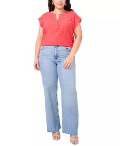 Blouse à Manches Courtes et Col Fendu de Grande Taille | Vince Camuto - Product Image 3