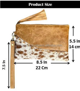 Vente en gros de pochette de luxe tendance en cuir de vachette pour femmes portefeuille en cuir véritable de haute qualité pochette à fermeture éclair avec pompon - Product Image 2