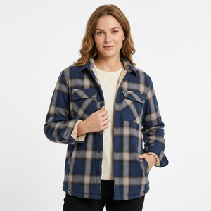 Veste bomber à carreaux pour homme avec doublure, col carré, logo discret sur le devant, manteau décontracté chaud pour l'hiver, coupe classique, manches longues - Product Image 5