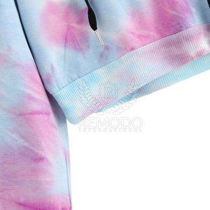 Prix de gros – Nouveau sweat à capuche tie-dye respirant en coton/polyester pour femme, avec logo personnalisé, idéal pour tenues décontractées à manches longues - Product Image 4