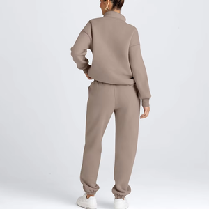 Conjunto Deportivo Personalizado para Mujer con Cremallera, Sudadera de Forro Polar de Manga Larga, Pantalones Ajustados con Cintura Elástica, Chándal Informal de Dos Piezas - Product Image 2