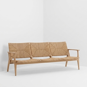 Fauteuil de salon 3 places en teck massif tressé, design tropical moderne, mobilier pour hôtel et villa, vente en gros, fabriqué en Indonésie - Product Image 1