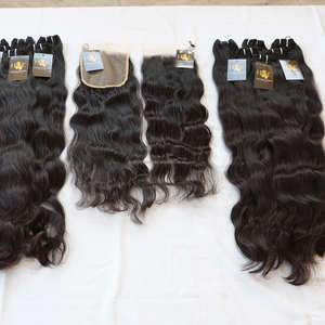 Mèches brésiliennes de vison naturelles 100 vierges, cuticules alignées, qualité supérieure, avec fermeture en dentelle fine Hd - Product Image 1