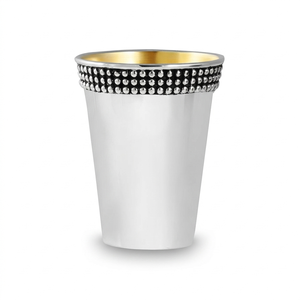 Copa Kiddush Plateada Más Vendida, Atractiva Copa de Vino de Metal con Borde de Cuentas, Estilo Moderno y Artístico, Ecológica y Sostenible - Product Image 1