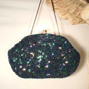 Luxury Hand Embroidered Beaded Classic <b>jewelry</b> bag Pattern Clutch Bags with Sequins & Chain Strap for Evening & Party Use - Product Image 1