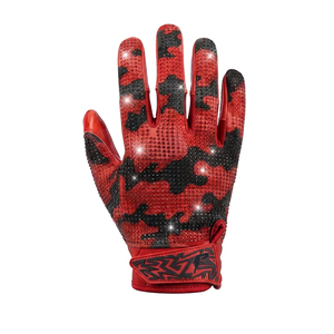 Red Camouflage Full Finger Rhinestones <b>Gloves</b> PU Material Silicone Palm Non-Slip Outdoor Unisex Hook And Loop Closure All Season - Product Image 1