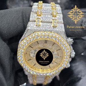 นาฬิกาเพชรหรูหราสำหรับทุกเพศ Pahal Jewels ตัวเรือนสแตนเลสขนาด 41 มม. ระบบอนาล็อก โครโนกราฟ กลไกจักรกล ตัวล็อคแบบซ่อน - Product Image 4