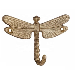 New Arrival Metal Golden Dragonfly Coat <b>Hooks</b> Heavy Duty Metal <b>Wall</b> <b>Hooks</b> for Entryway Bathroom Bedroom Farmhouse Decoration - Product Image 2