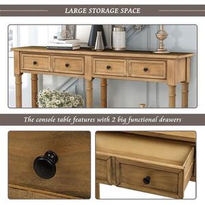 Console facile montaggio con due cassetti di stoccaggio e ripiano inferiore vecchia finitura di pino per soggiorno o ingresso - Product Image 2