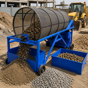 Trommel rotatif robuste bleu pour la séparation du sol, du gravier, du sable et de la pierre, et la transformation des matériaux de construction - Product Image 2