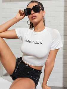 Camiseta Corta Y2K para Mujer, Ajustada, de Manga Corta, de Algodón, Estilo Casual, Urbana, Suave y Elástica, Top de Moda de Verano - Product Image 5