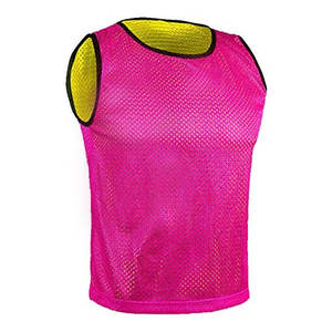 Combinaison d'entraînement d'hiver réversible et respirante personnalisée |   Gilet de sport en maille jaune et rose avec nom d'équipe |   Haut sans manches double couche - Product Image 5