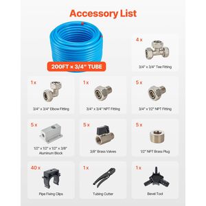 Kit Linea Aria Compressa 200FT X 3/4 HDPE Alluminio Antiperdita Facile Installazione per Compressori Pneumatici - Product Image 2