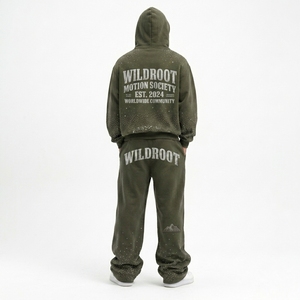 Ensemble de survêtement streetwear pour homme avec strass, sweat à capuche zippé en coton et pantalon de jogging à jambes larges, qualité supérieure - Product Image 4