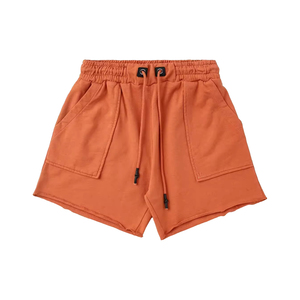 Pantalones Cortos Deportivos de Color Naranja Sólido para Hombre, con Cordón y Bolsillos, Pantalones Cortos de Punto Casuales, Estilo de Cintura Media - Product Image 1