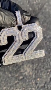 Pendentif numéro personnalisé 10CT avec 22 diamants, serti de diamants taille brillant, style Hip Hop, diamant de laboratoire, bijoux en or, moissanite - Product Image 5