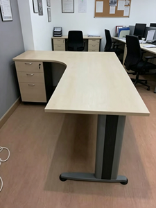 L Shape <b>Office</b> Desk Metal Legs Melamine Surface Modern Design Storage Drawer for Commercial <b>Office</b> Furniture Use AY <b>Office</b> - Product Image 1