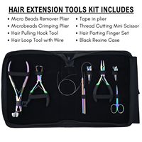 Kit d'outils professionnels pour extensions capillaires en acier inoxydable de qualité chirurgicale : Pince à bandes, Pince à boucles, Pince à sertir les fils, Ciseaux à séparer les mèches
