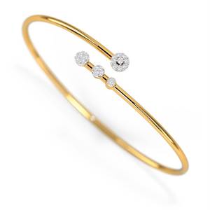 Women's Yellow <b>Gold</b> Diamond <b>Bangle</b> Bracelet Round Brilliant Cut Natural Diamonds Minimalist Everyday Wear Style Bracelet - Product Image 1
