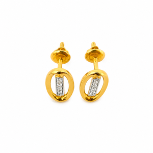 18Kt Yellow Gold Diamond Oval Stud <b>Earrings</b> for Women High Polish Minimalist Daily Wear Party Wedding Gift Jewelry - Product Image 4