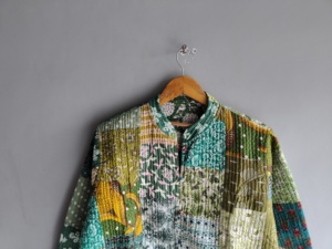 Quilted <b>Patchwork</b> <b>Jacket</b> Women's Mandarin Collar Full Sleeve Cotton Autumn Style Regular Length Patch Designs - Product Image 4