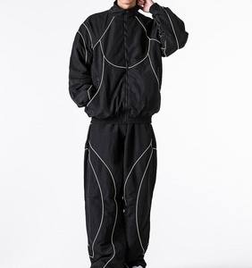 Conjunto Deportivo Personalizado de Alta Calidad, Chaqueta y Pantalones Impermeables Reflectantes de Nailon para Exteriores, Traje Deportivo para Hombre - Product Image 1