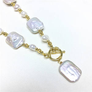 Collier en perles d'eau douce naturelles Edison pour femmes, design classique en forme de graine de melon avec un fort éclat, boucle en argent S925 - Product Image 2