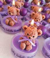 Bougie décorative esthétique pour fête d'enfants, souvenir, mini bougie ours avec ruban, bougie parfumée en cire de soja, cadeau unique pour filles, vente en gros