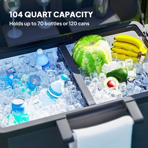 Grande glacière roulante noire de 104 litres avec ouvre-bouteille, étagères et roues pour patio - Product Image 4