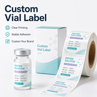Étiquettes personnalisées pour flacons à motif moléculaire cyan, autocollants imperméables avec logo personnalisé pour flacons en verre de sérum peptidique