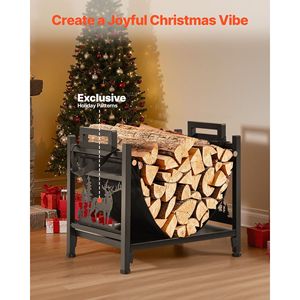 Porta Legna Curvo da Interno 1,5 Piedi, Capacità 40 Libbre, in Acciaio Verniciato a Polvere, Accessori per Caminetto - Product Image 6